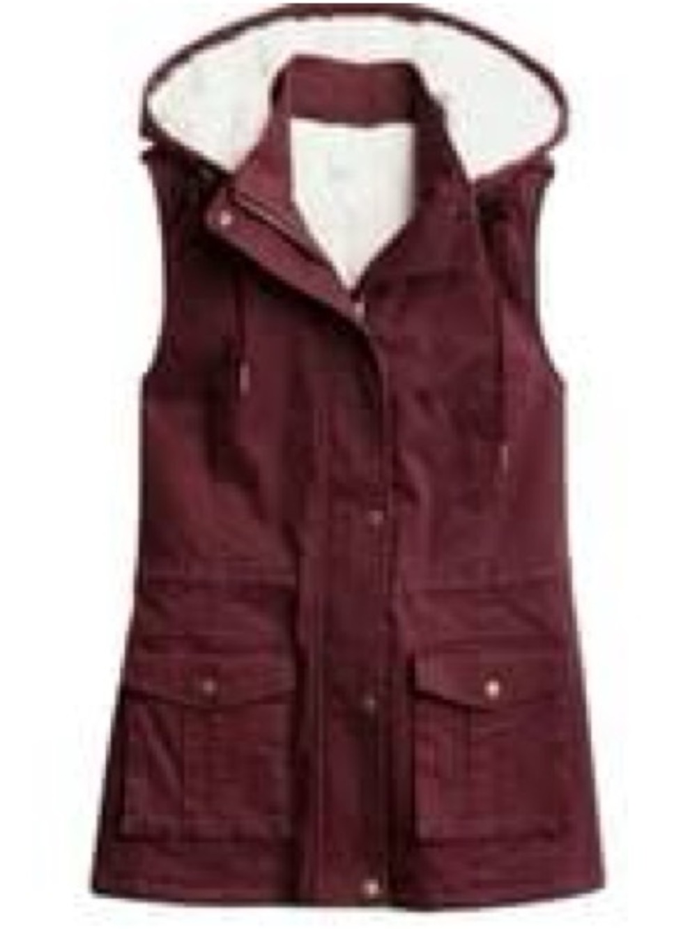 Market & Spruce Sleeveless Hooded Utility Vest - Burgundy